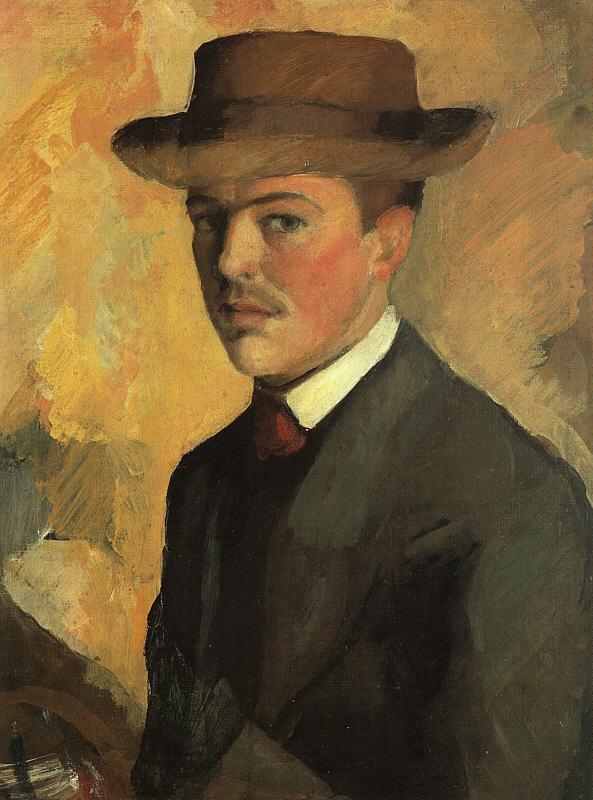 August Macke Self Portrait with Hat  qq